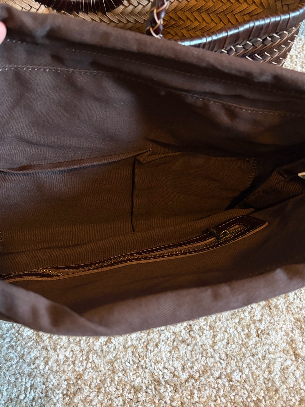 New Dragon Diffusion Nantucket Inspired Genuine Leather Woven Tote Bag Brown - Picture 6 of 8